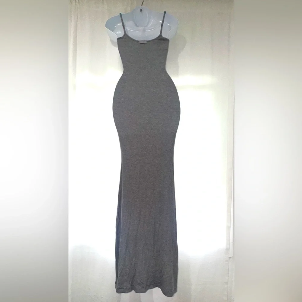 SKIMS Ribbed StretchyGray Maxi Dress Medium - Picture 8 of 11